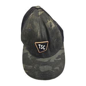 Tractor Supply TSC Camo Black Mesh Back Flexfit OSFM Adjustable Baseball Cap Hat